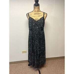 Torrid Womens Sleeveless Black Animal Print Sundress Mesh Cami Midi Size 12